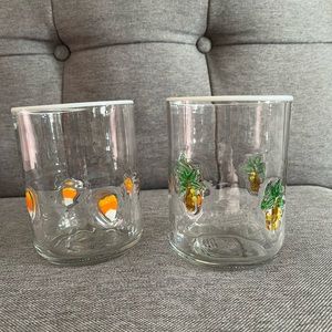 Anthropologie Lola candy corn and Bonita palm tree juice glass